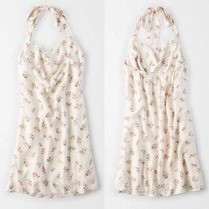 American Eagle | White Floral Halter Tie Dress